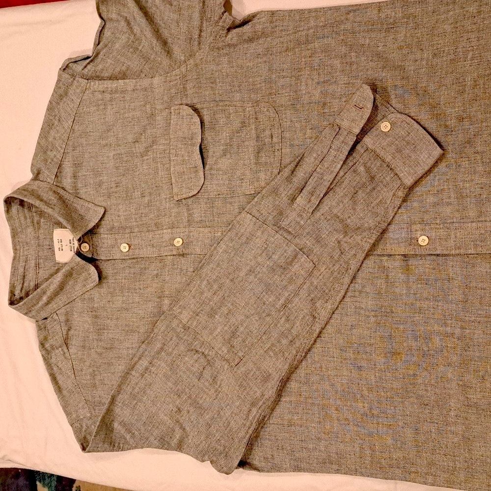 Billy Reid, Size Large, Grey Tweed Print, Long Sleeve Casual Shirt - Picture 2 of 5